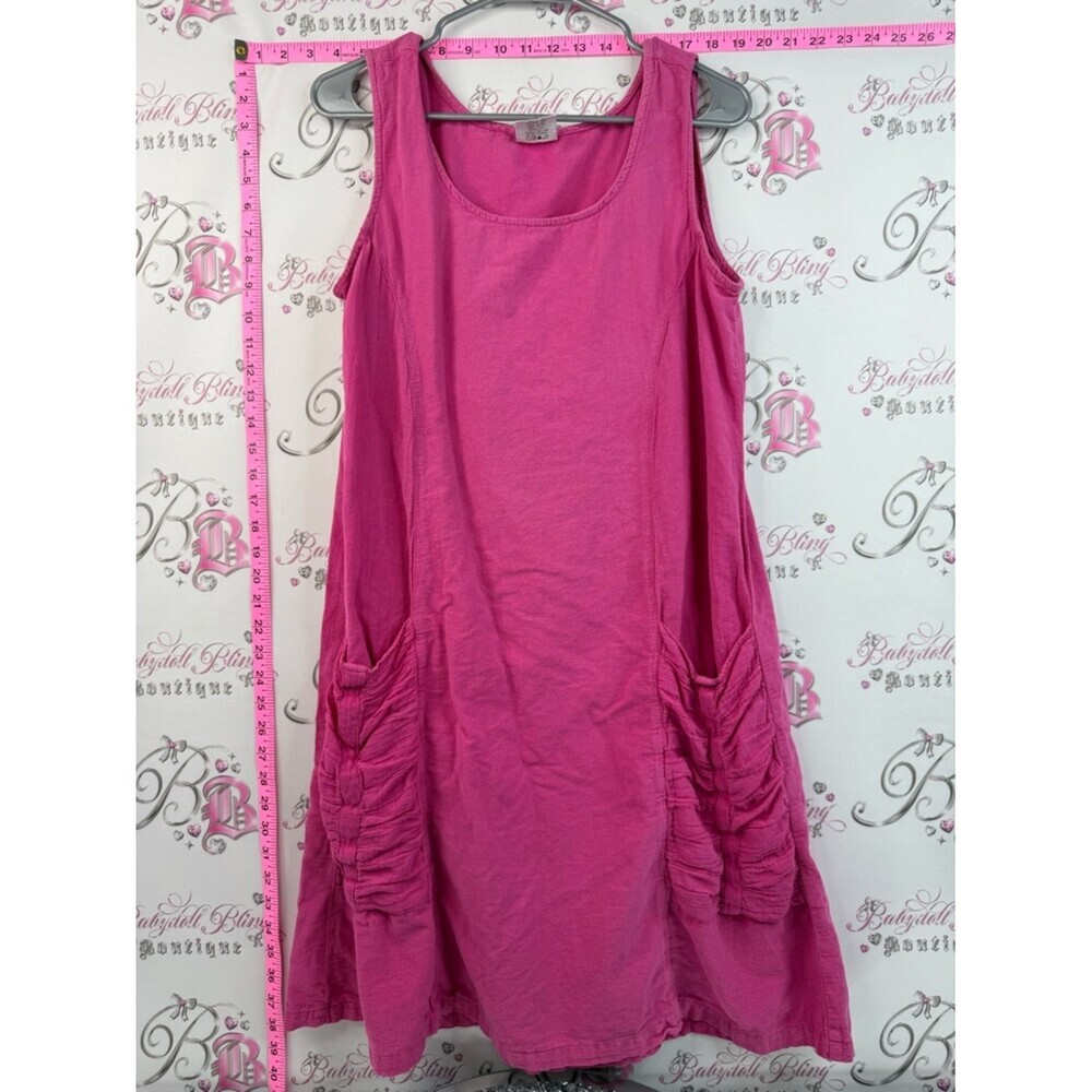 Colour me cotton dress Pockets Bright Pink Sleeveless Ruched Pocket Dress